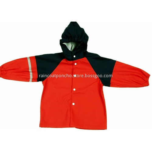 PU Rain Jacket With Hood For Kids